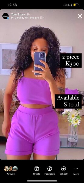 Women's two-piece with shorts in purple