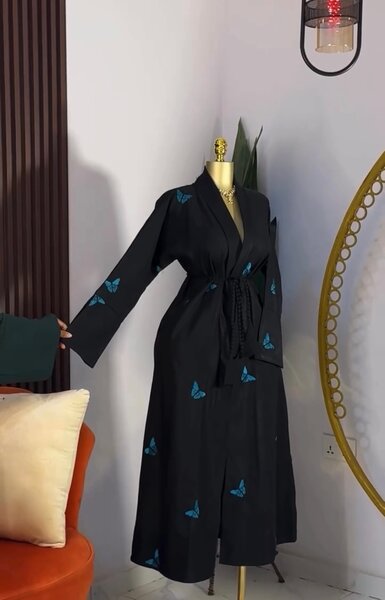 Elegant Black Butterfly Robe