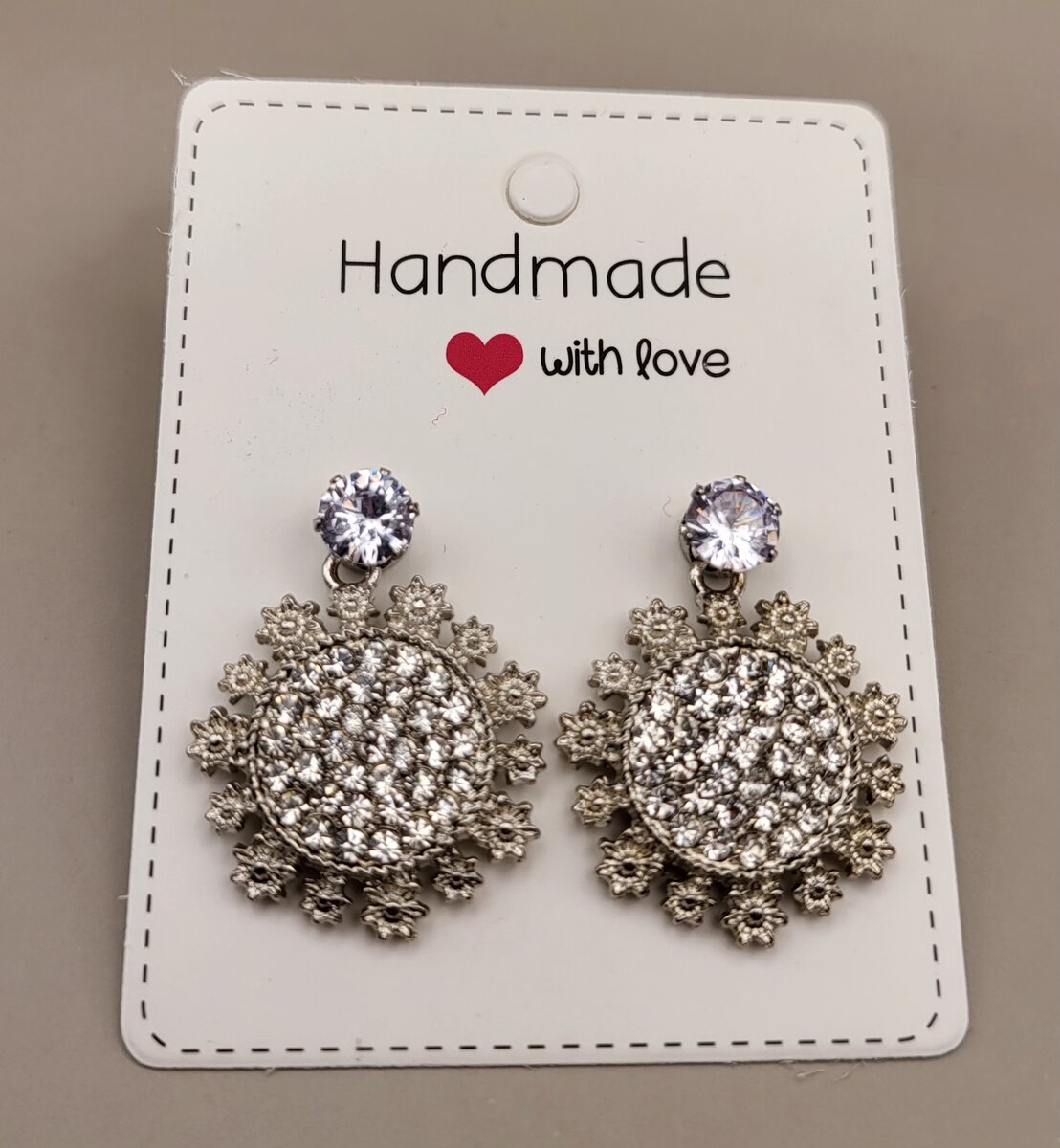 Silver zircon round Earrings