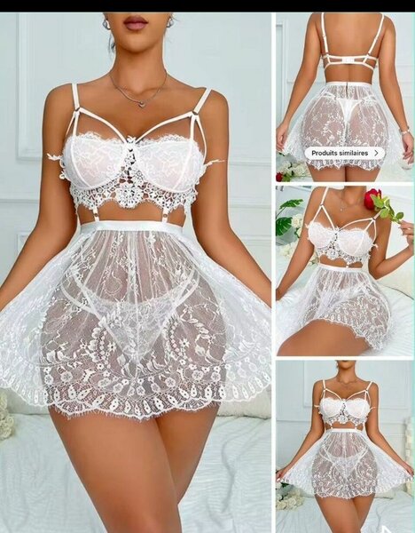 Lingerie blanche dentelle sexy