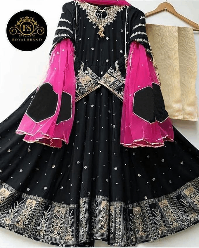 Elegant embroidery maxi suit -3pcs women stitched Ensemble