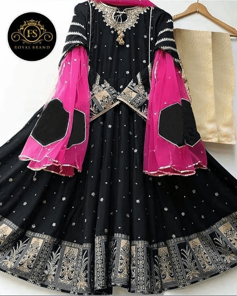 Elegant embroidery maxi suit -3pcs women stitched Ensemble