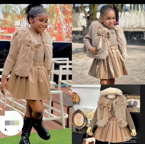 Girls' Faux Fur Vest Dress Set