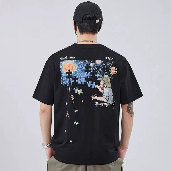 T-shirt artistique imprimée puzzle