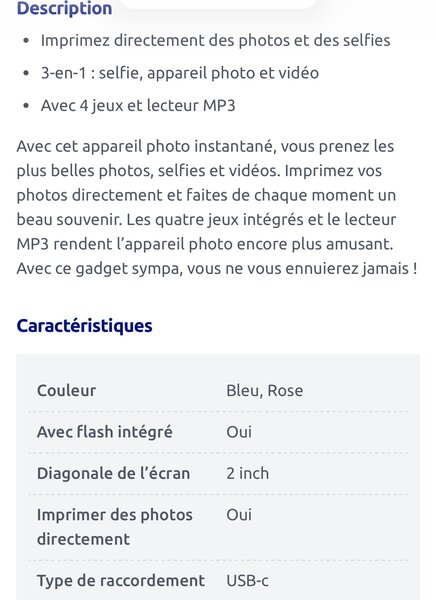 Appareil Photo Instantané Enfant