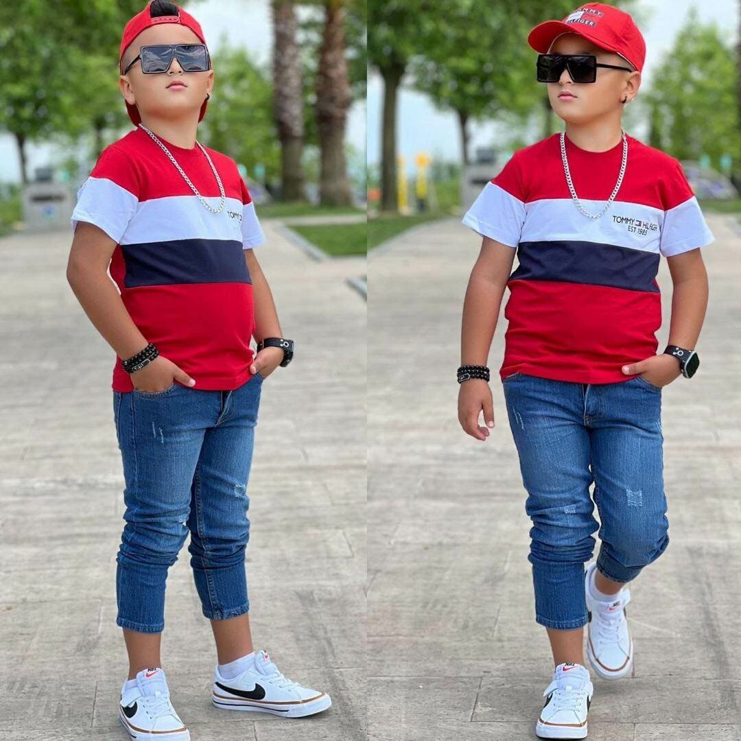 T-shirt enfant rayé rouge