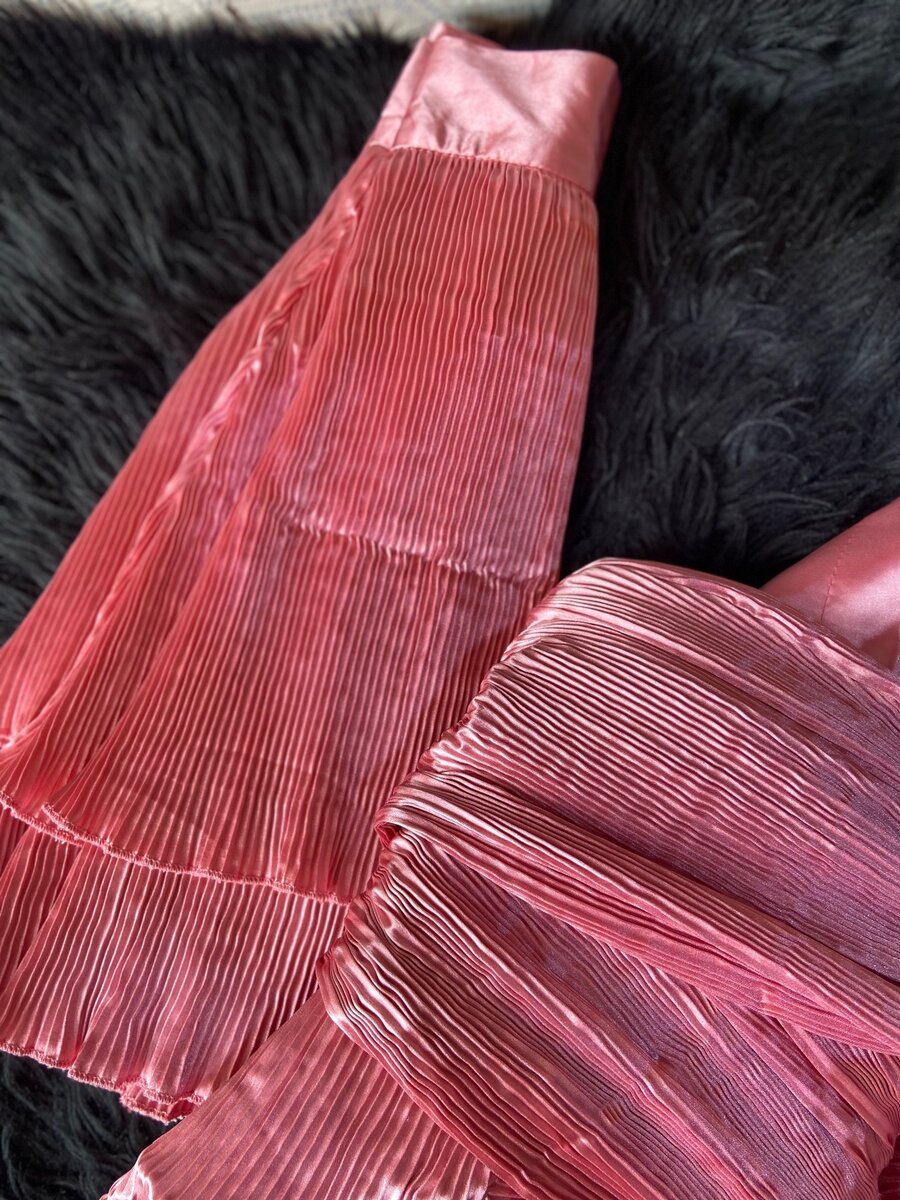 Pink ribbed two piece dress