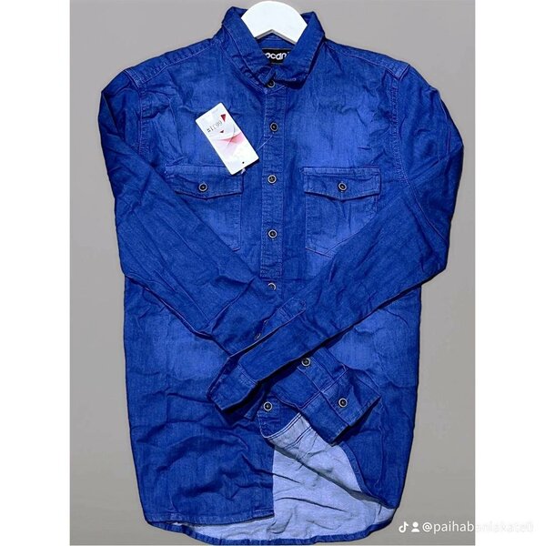 Chemise en denim bleu homme