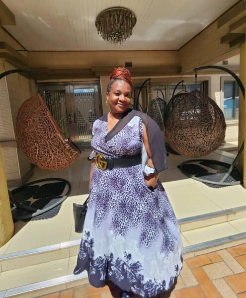 Women's chiffon dress with belt, size 42-50