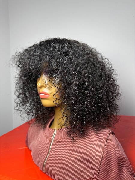 Perruque water wave à frange