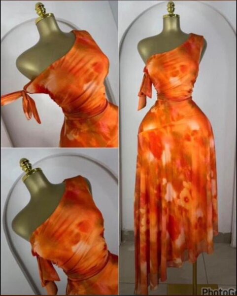 Robe Longue Asymétrique Orange