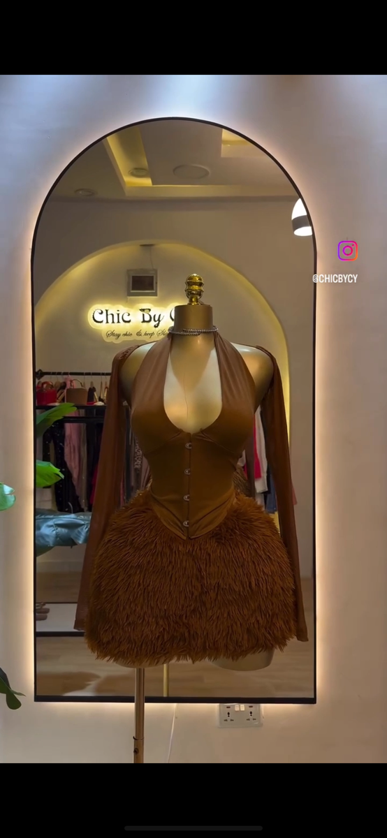 Robe cocktail marron chic