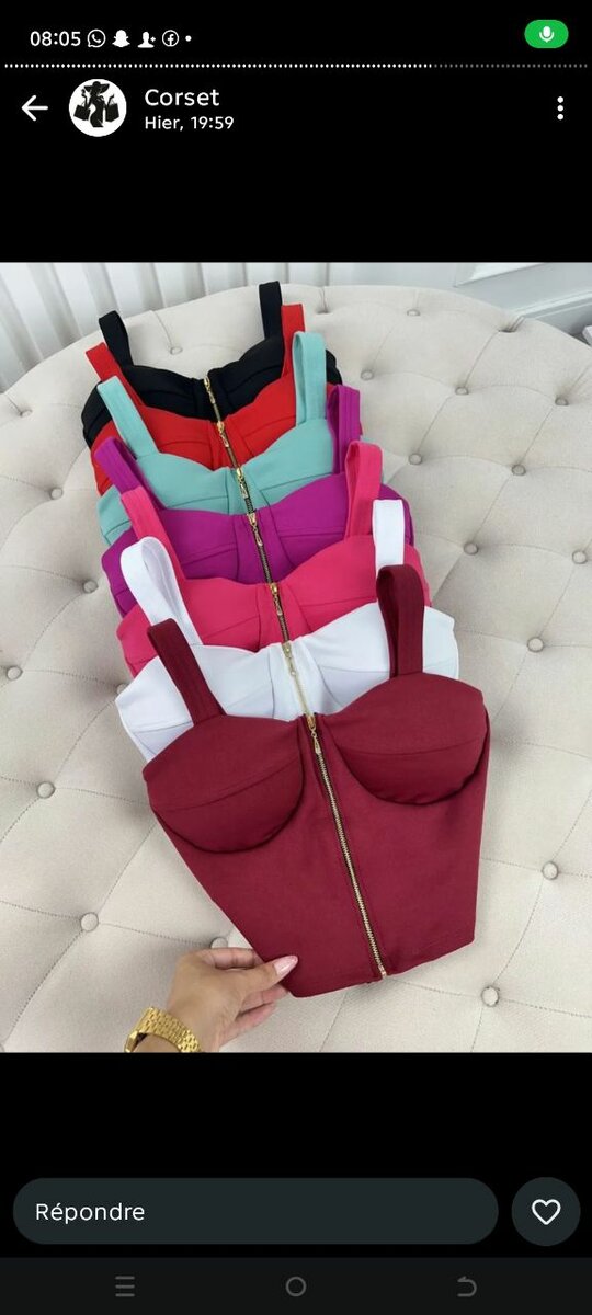 Top bustier coloré élégant