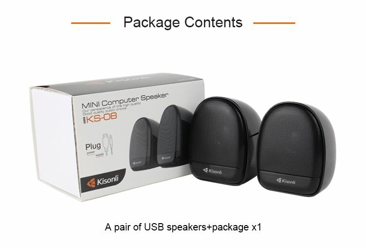Kisonli Computer Speaker KS-08 Mini USB Wired Speaker PC