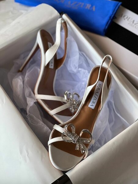 White sling back sandal heels