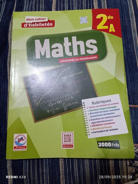 Cahier Maths 2A - Programme Officiel