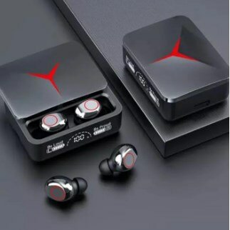 M90 TWS Wireless Bluetooth Earphones V5.1 - Waterproof Earbuds with LED Display, Microphone, and 2000mAh Power.