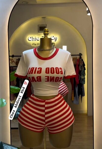 Ensemble T-shirt et Short Rayé