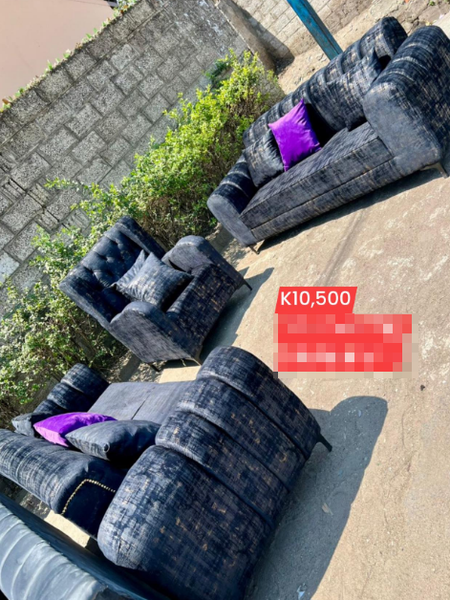 blue and white sofa set