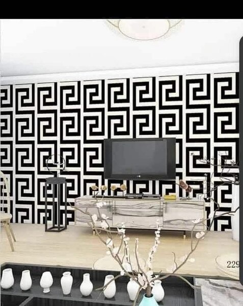 Papier peint bleu rayé