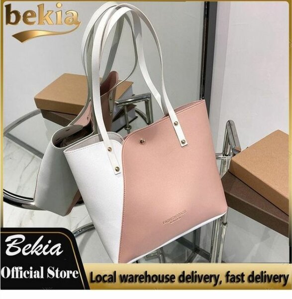 Sac cabas en cuir bicolore élégant