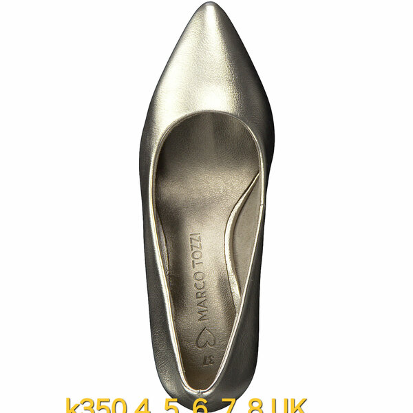 Gold pointed toe low heel shoes