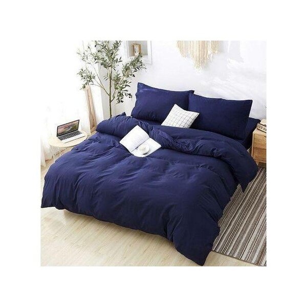 Housse de couette en coton bleu foncé