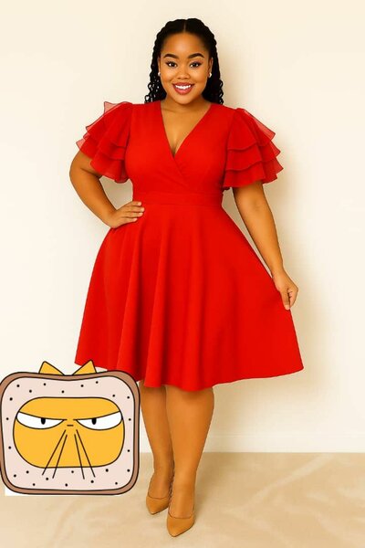 Robe évasée manches volants