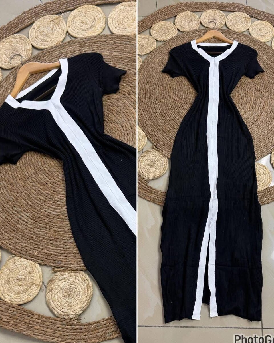 Robe Élégante à Rayure Contrastée