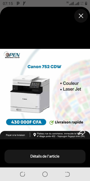Imprimante Laser Canon 752 CDW