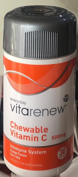 VITARENEW CHEWABLE VITAMIN C 500MG 30,s