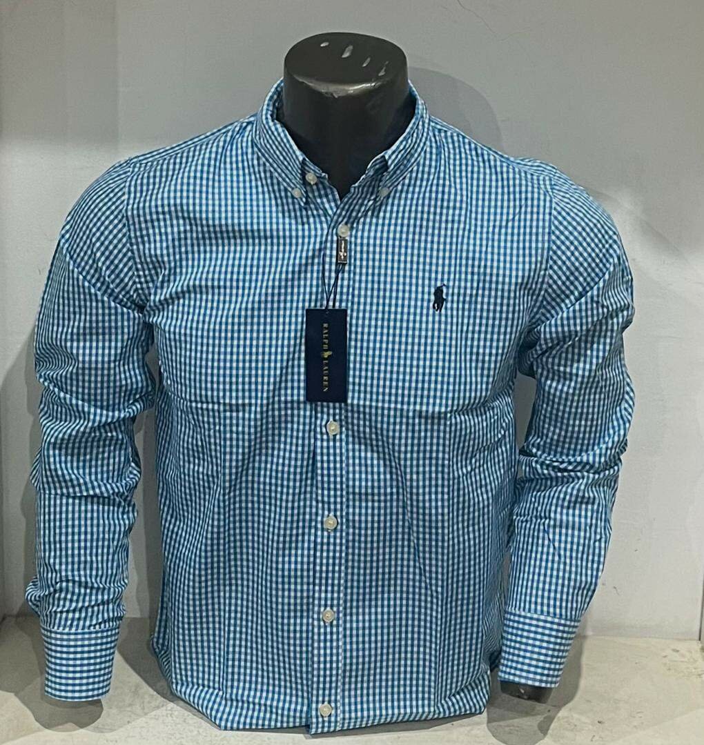 Chemise homme en coton à carreaux