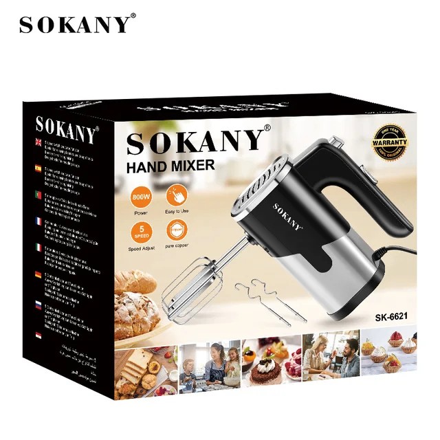 Sokany 800W high quality hand mixer multiple speed whisk egg