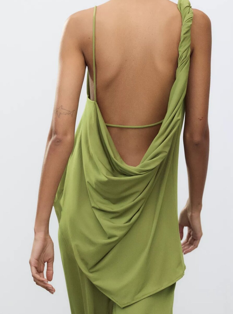 Ensemble asymétrique vert élégant