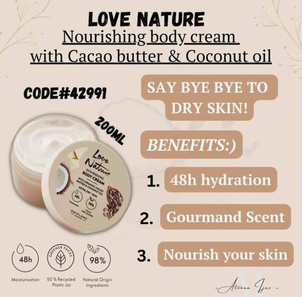 Oriflame Love Nature Cacoa Butter Body Cream and Coconut Oil
