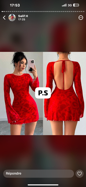 Robe Cocktail Rouge Dos Nu