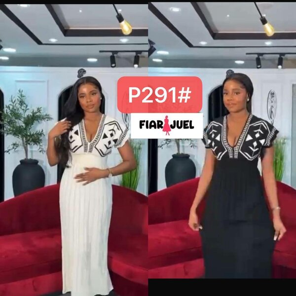 Robe longue élégante bicolore