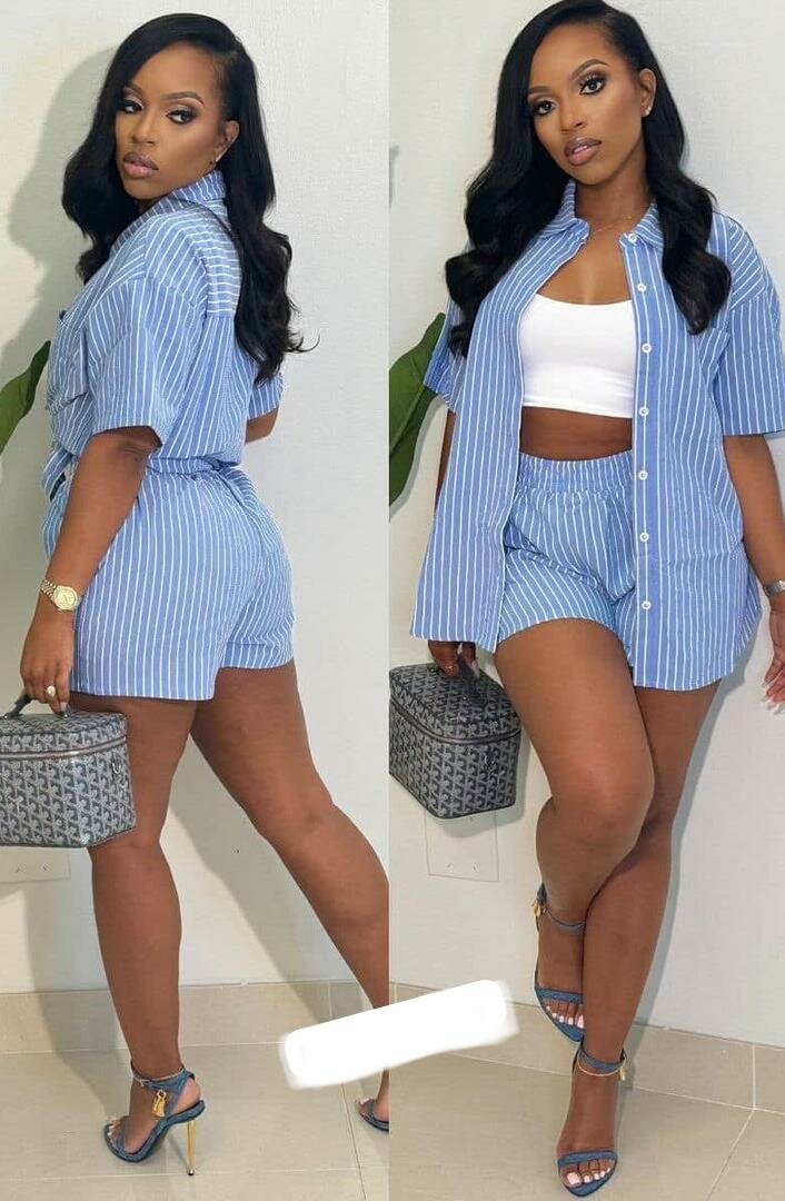 Ensemble rayé décontracté femmes