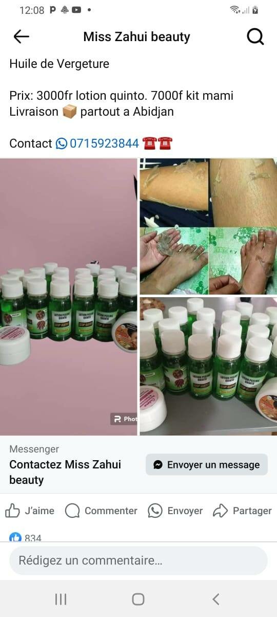 Lotion peeling quinto tâches n