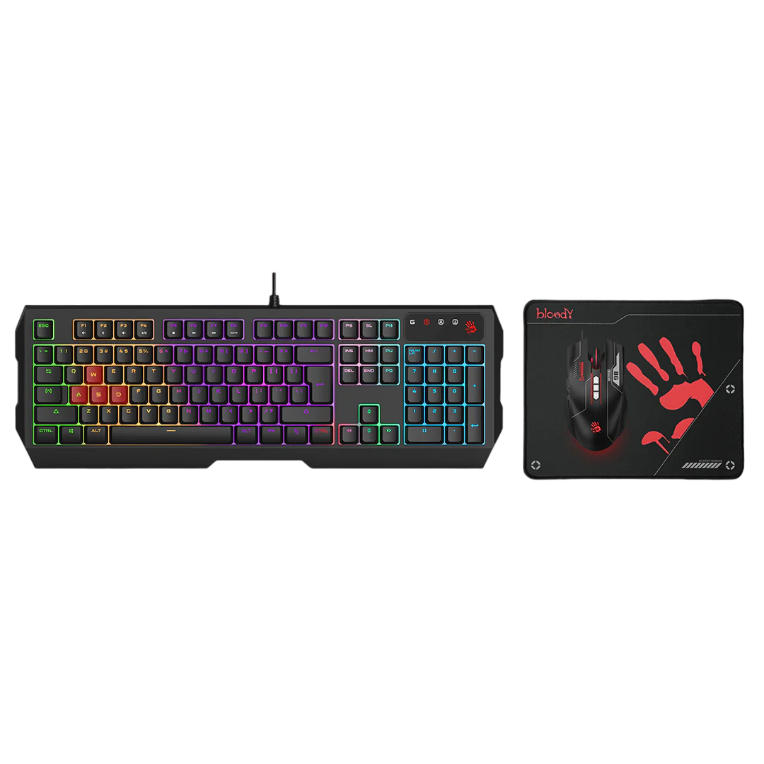 Bloody B1700 NEON Gaming Desktop Keyboard Mouse Black