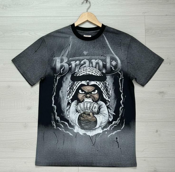 T-shirt noir imprimé hip-hop