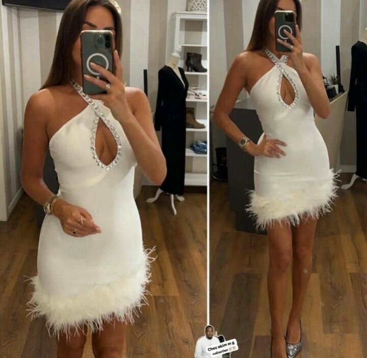 Robe Blanche Élégante Strass