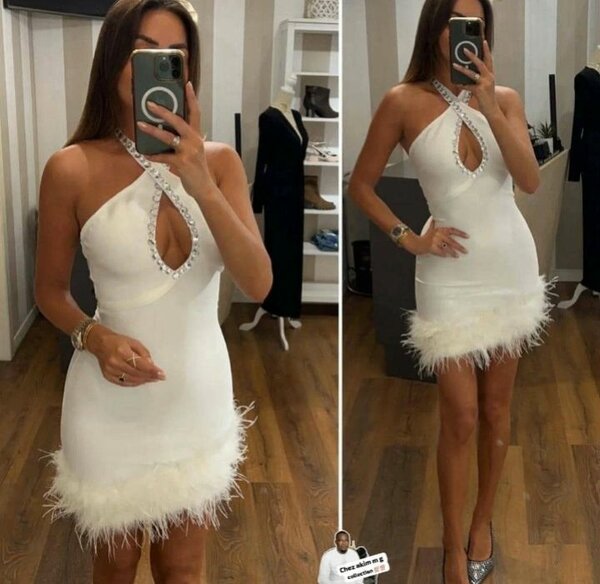 Robe Blanche Élégante Strass