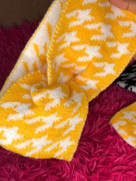 Bandeau Tricot Jaune Motif