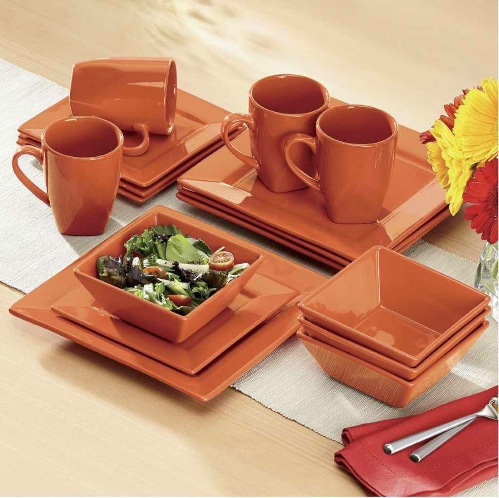 16-Piece Solid Square Dinnerware Set