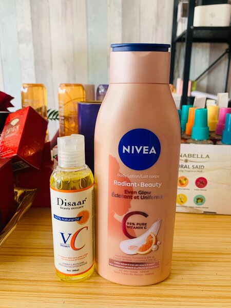 Nivea vitamin C lotion + Disaar vitamin C oil
