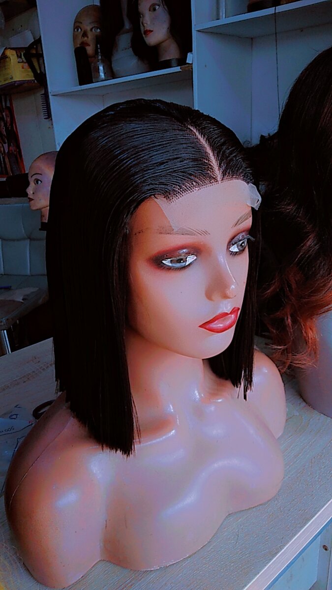 4x4 closure 10inches blunt cut wig