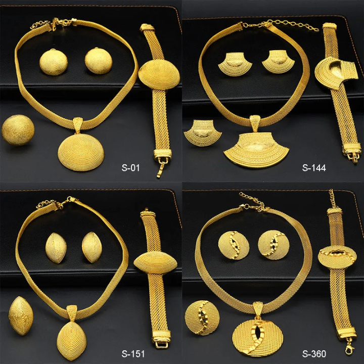 Parure Bijoux Dorés Élégante