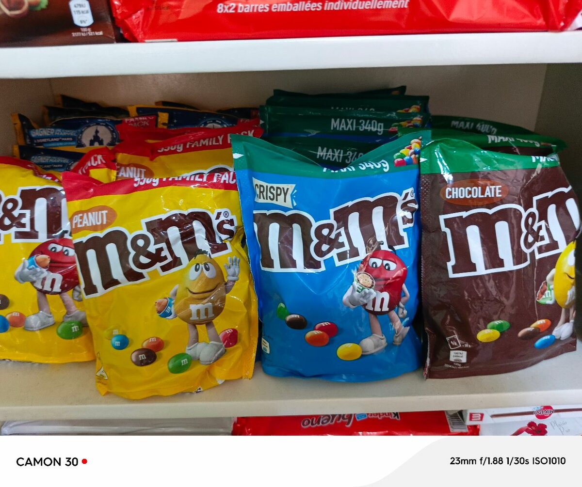 nutella kinder country m&m