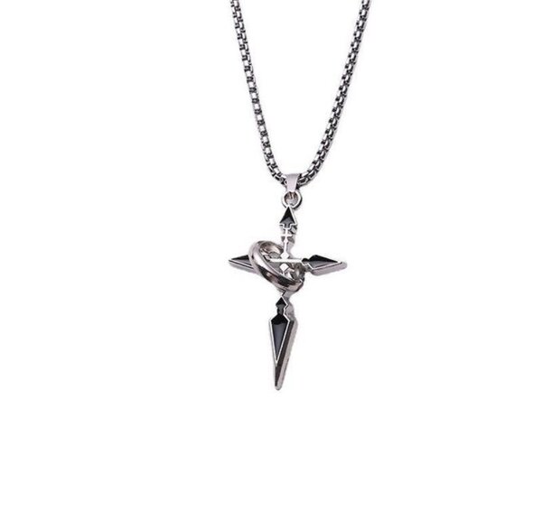 Collier pendentif croix acier